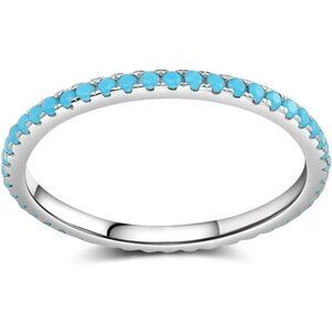 Turquoise Stackable Ring for Women Boho Blue Stone Knuckle Band Statement Jewelr
